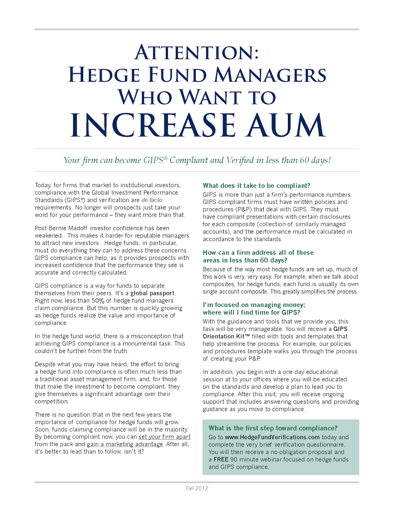 Hedge funds & GIPS compliance